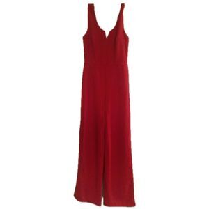 Trixxi Clothing Company NWT Red Split Neck Sleeveless Wide Leg Jumpsuit S